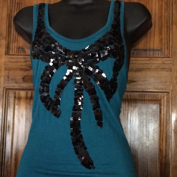 Teal Bling Racer Back Tank Top - Picture 3 of 5